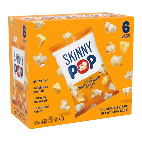 Popcorn Skinnypop, Cheddar Blanc Sans Produits Laitiers, Sans Gluten, Sans OGM, Snacks Sains, Sacs Taille Individuelle 0.65Oz (Lot de 6)