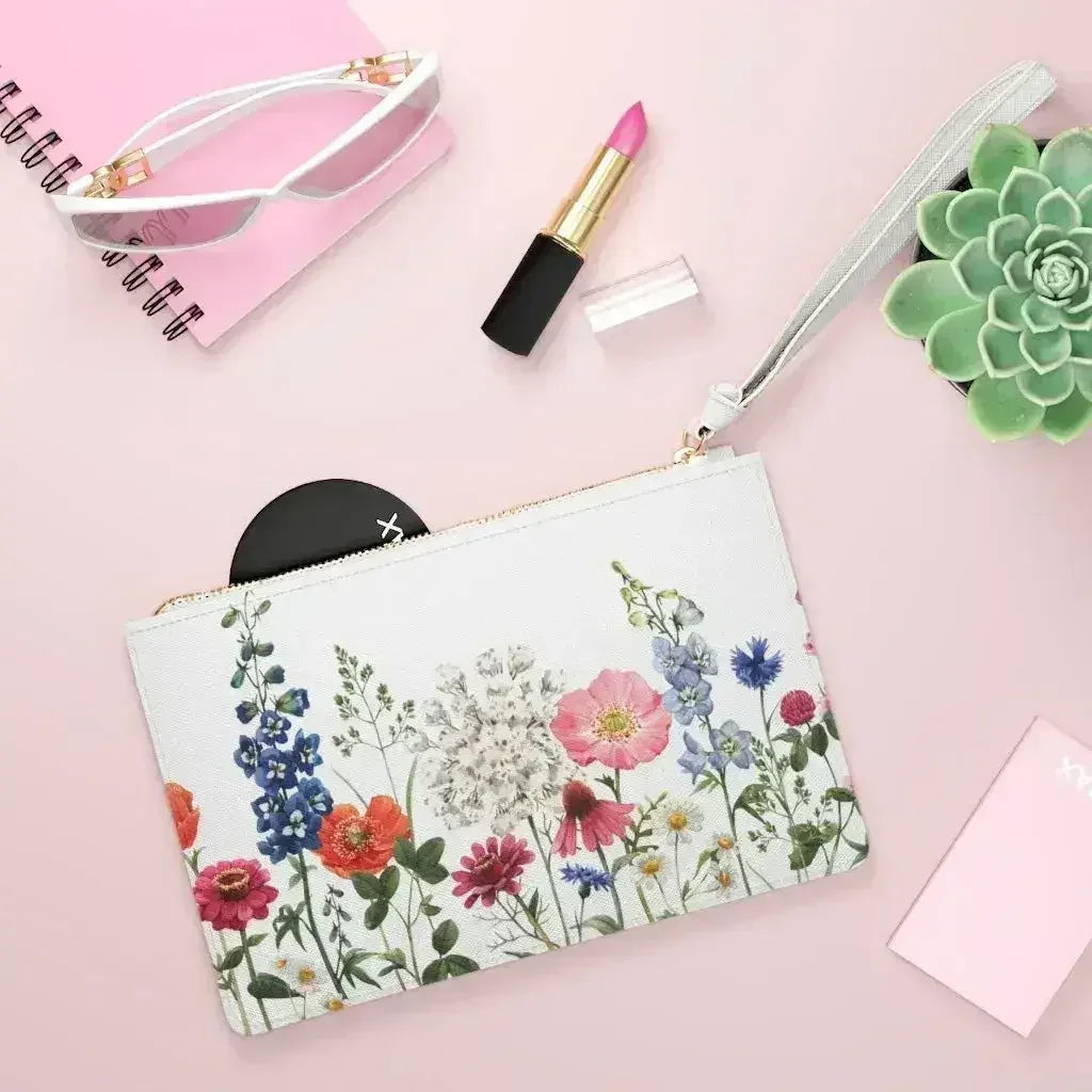 Pochette zippée à motif floral