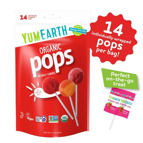 Sucettes bio Yumearth, lot varié, 14 saveurs fruitées préférées, hypoallergéniques, sans gluten, sans OGM, végétaliennes, sans arômes ni colorants artificiels