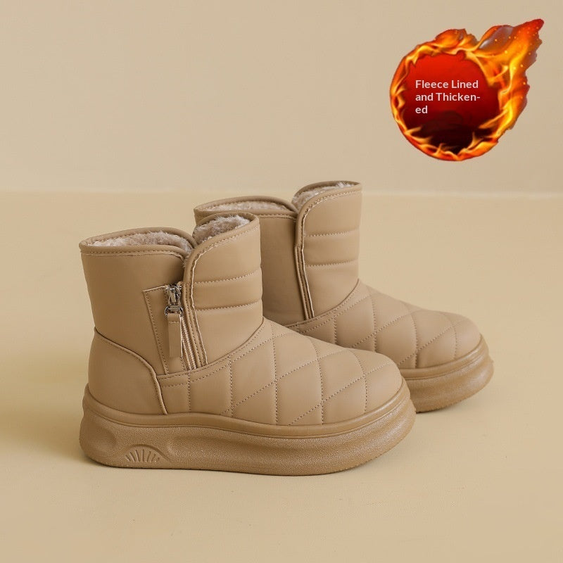 Bottes d'hiver chaudes et doublées de polaire pour femme – Bottines décontractées antidérapantes