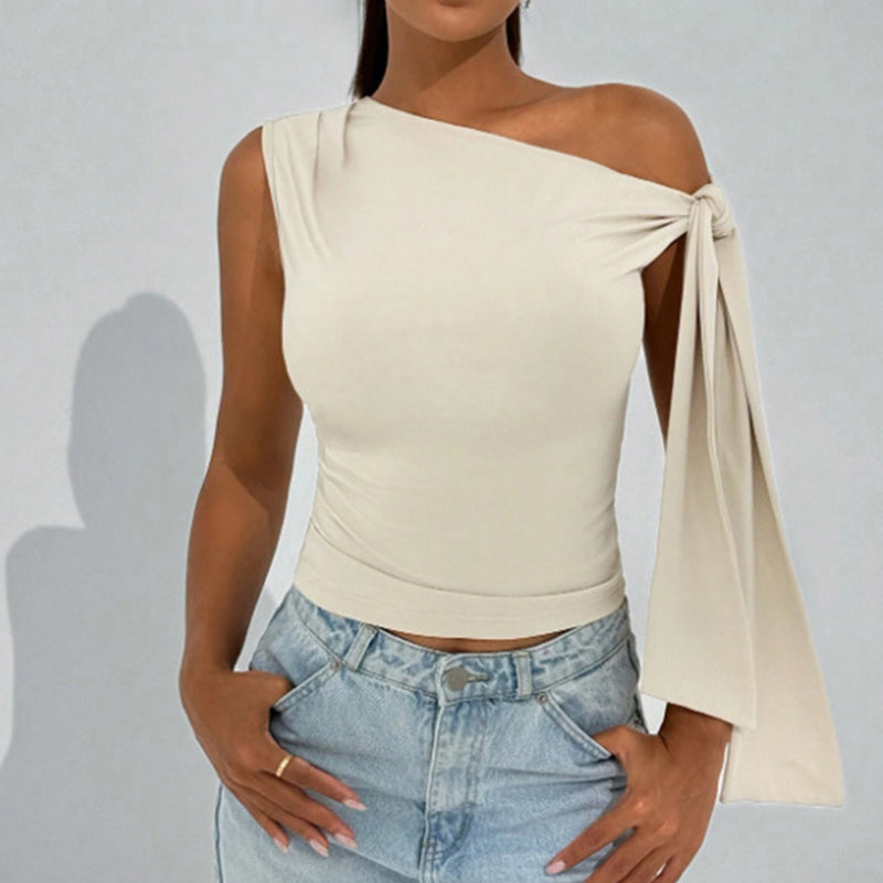 Haut asymétrique à épaule dénudée pour femme – Idéal pour sorties et fêtes