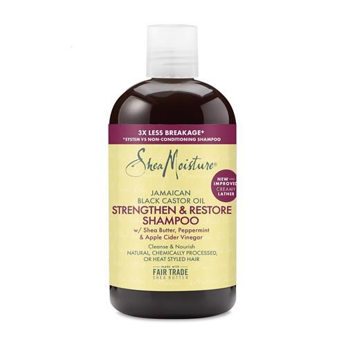 Shampooing Fortifiant et Réparateur Sheamoisture 100 % Huile de Ricin Noire de Jamaïque Pure pour Cheveux Abîmés Pour Nettoyer et Nourrir les Cheveux 384 ml