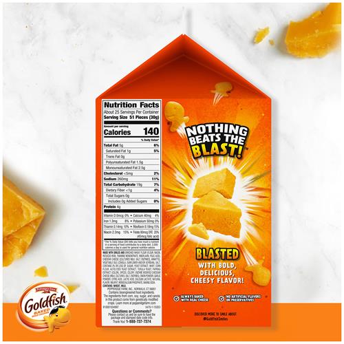 Biscuits salés Goldfish Flavor Blasted Xtra Cheddar, boîte de 774 g
