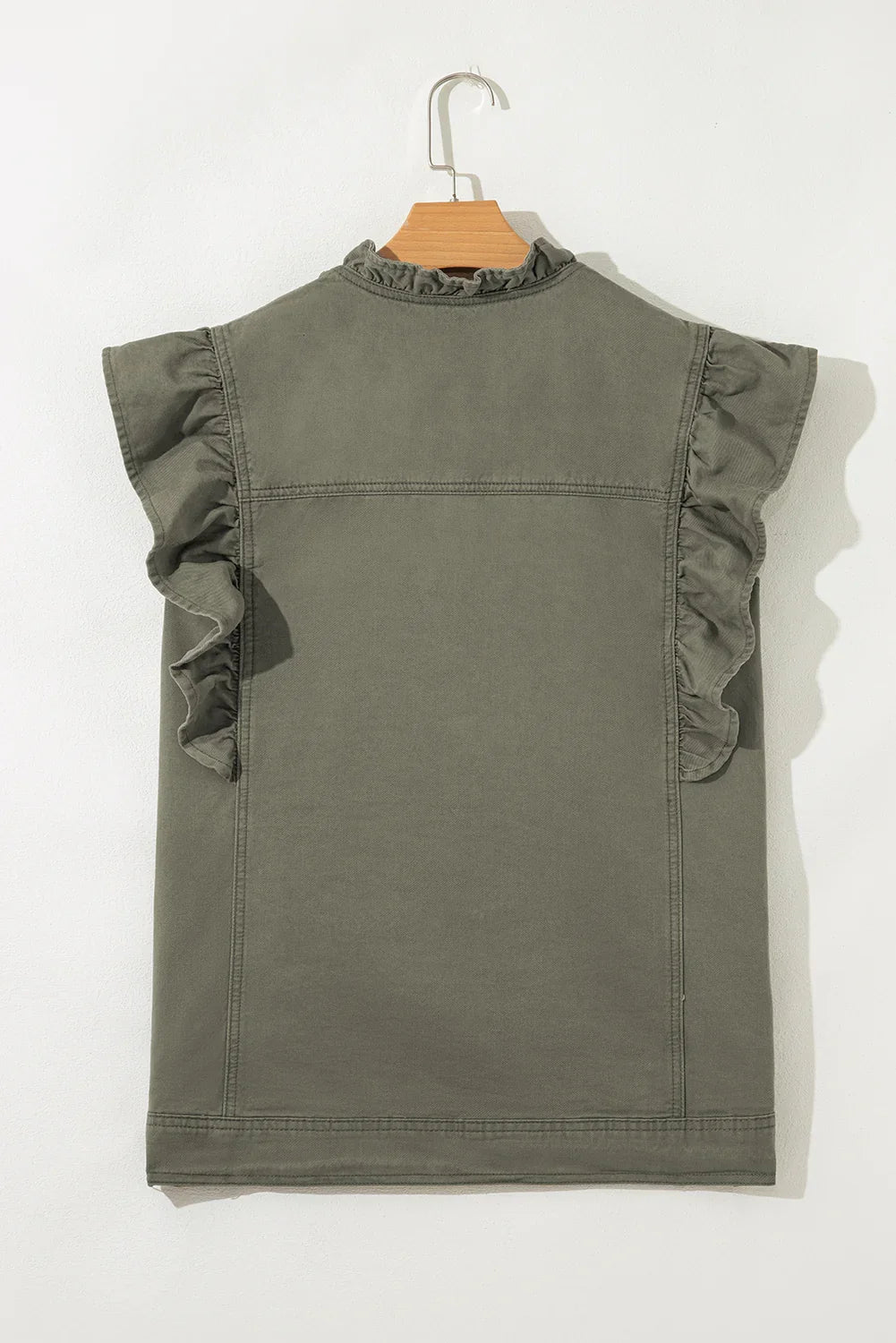 Gilet veste en jean uni Green Bay Ruffle