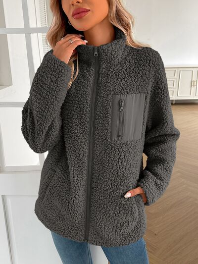 Veste d'hiver chaude zippée à manches longues, douillette et élégante, indispensable pour le froid, veste d'extérieur.