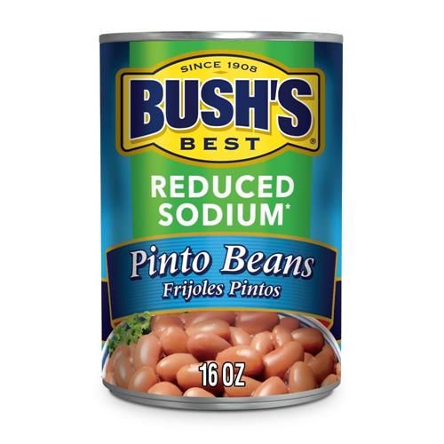 Haricots Pinto Bushs Best, boîte de 453 g, haricots en conserve, haricots pinto en conserve, source de protéines végétales et de fibres, faible en gras, sans gluten, pour soupes, salades et plus