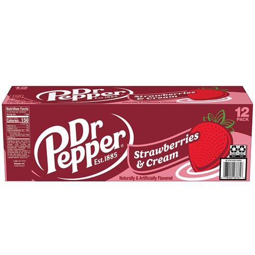 Boisson gazeuse Dr Pepper Fraises et Crème, canettes de 355 ml, paquet de 12