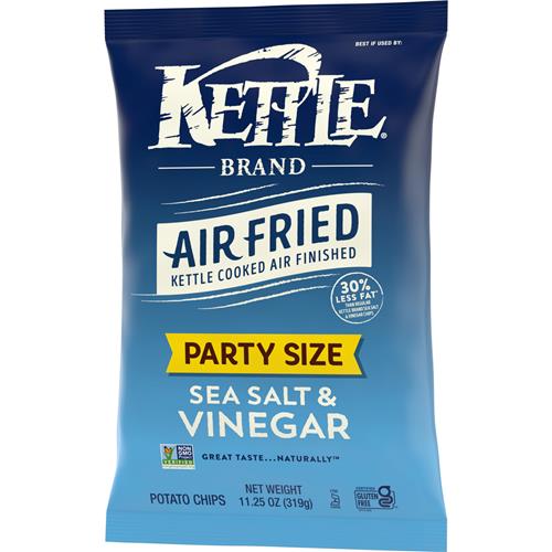 Croustilles Kettle Brand, croustilles de pommes de terre frites à l'air, sel de mer et vinaigre, sac format fête de 319 g