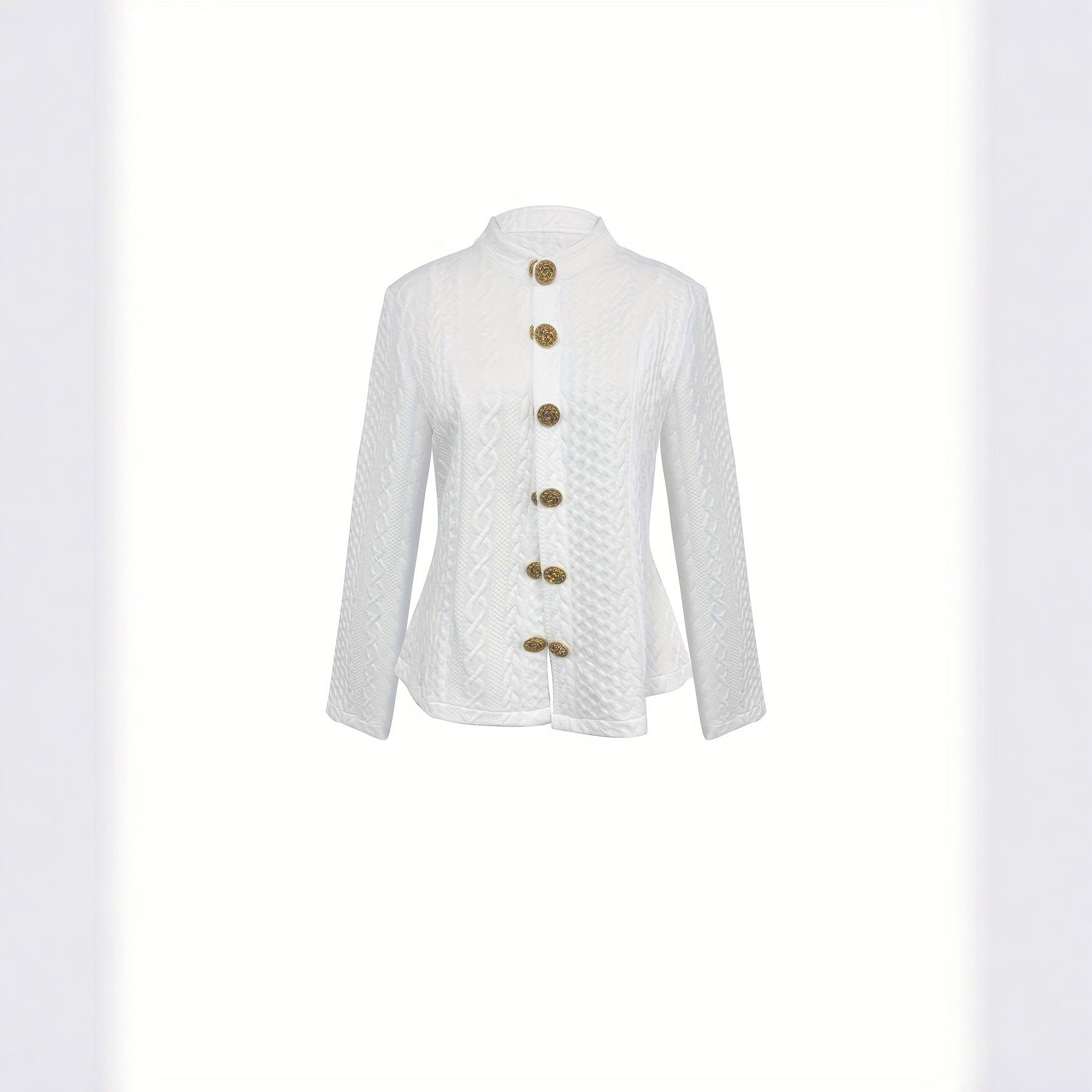 Veste texturée à col montant pour femme – Couleur unie