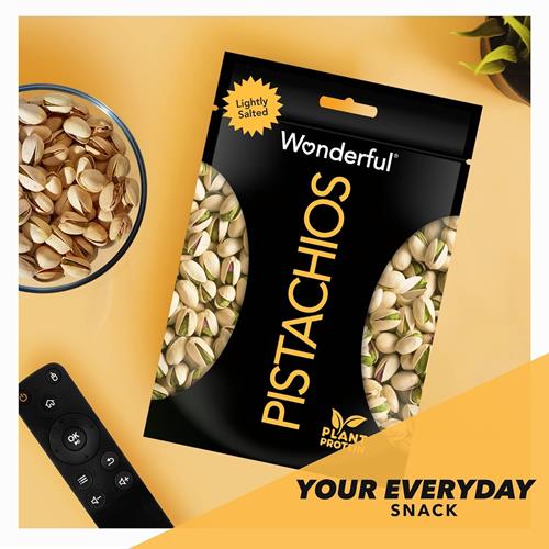 Wonderful Pistaches en Coque, Noix Légèrement Salées, Sachet Refermable de 453 g, Snacks Protéinés, Sans Gluten, Aliment Sain, Snacks de Bureau