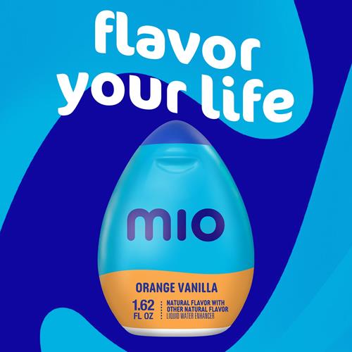 Rehausseur d'eau liquide Mio, saveur orange vanille avec autres saveurs naturelles, flacon de 48 ml