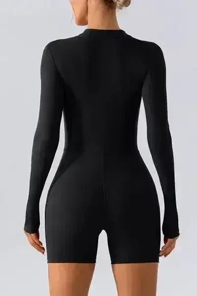 Combinaison-short active à manches longues et demi-zip