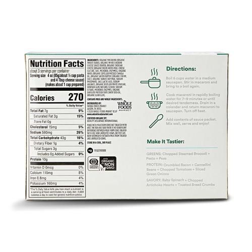 Whole Foods Market Coquilles et fromage au cheddar blanc biologique de luxe, 12 oz