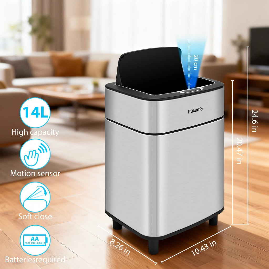 Poubelle automatique en acier inoxydable avec capteur – Fermeture silencieuse mains libres et système anti-odeurs