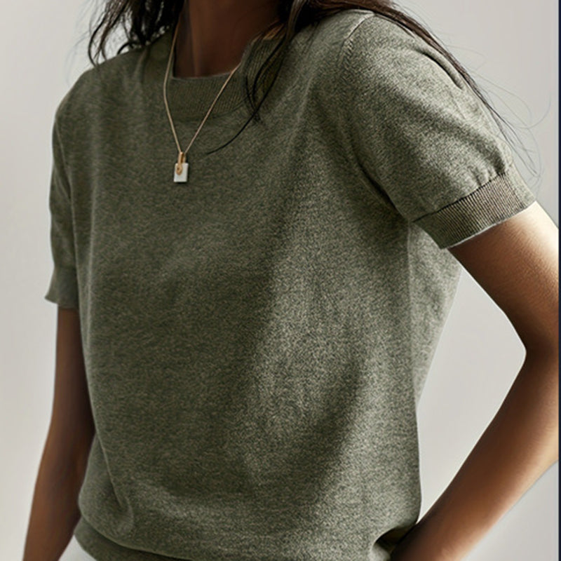 T-shirt minimaliste doux et extensible pour femme – Haut ajusté au quotidien