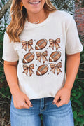T-shirt blanc à imprimé nœud de mode rugby
