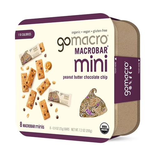 Mini-barres GoMacro biologiques aux pépites de chocolat et au beurre de cacahuète, paquet de 8, 204 g