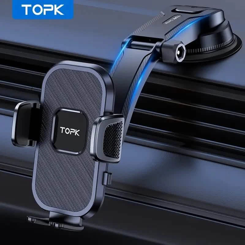 Support Téléphone Voiture TOPK D38C – Fixation Réglable pour Tableau de Bord