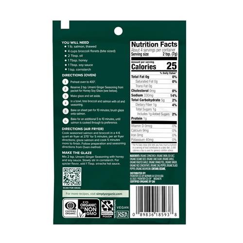 Assaisonnement en poudre pour plats sur plaque Simply Organic, Umami Gingembre, 28 g (lot de 12)