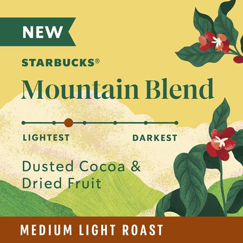 Café moulu Starbucks, café torréfié mi-léger, Mountain Blend, 100 % Arabica, édition limitée, 1 sac (283 g)
