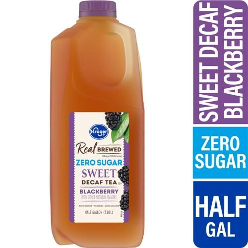 Kroger Thé décaféiné sucré à la mûre Real Brewed Zéro Sucre 64 oz liq.