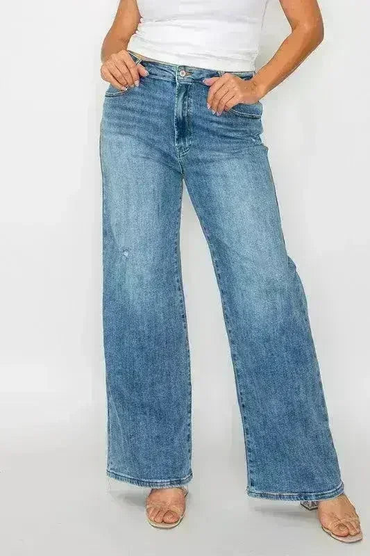 Jean bytos taille haute et coupe large avec poches