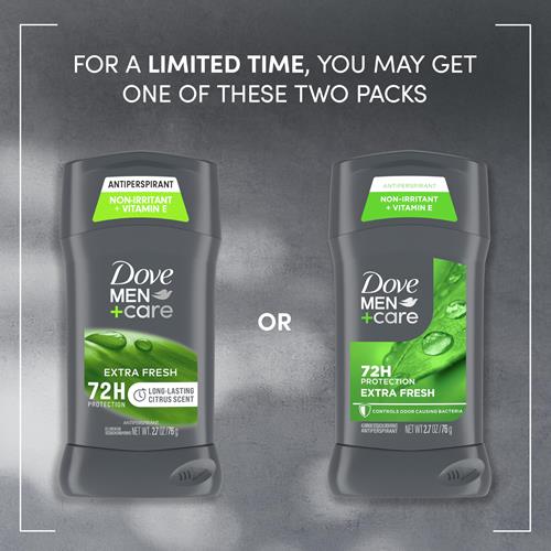 Dove Men+Care Anti-Transpirant en bâton Extra Fresh pour homme – Protection 72 heures contre la sueur et les odeurs, avec 1/4 de crème hydratante et parfum d'agrumes longue durée, 76 g
