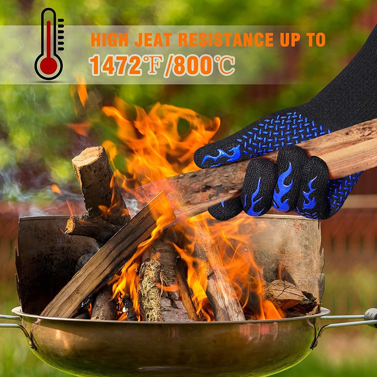 1 gant de barbecue résistant à la chaleur extrême 1472 degrés pour four de barbecue, fumoir, poêle, brasero, friteuse, moufles de four résistantes à la chaleur, gants de barbecue résistants à la chaleur.