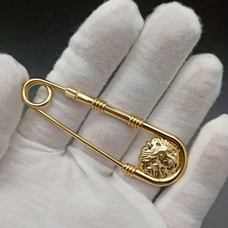 1 pc Alliage Double Tête de Lion Broche Épinglette Épingles de Sûreté à la Mode Femmes Fermeture de Taille Hommes Costume Veste Décoration Bijoux Rétro Double Tête de Lion Épingle de Sûreté Manteau Broche de Tempérament