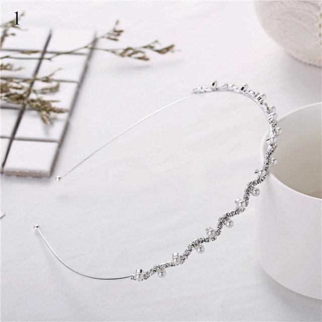 1 serre-tête avec strass en cristal et perles, accessoires de cheveux de mariée, coiffe de beauté pour filles, couvre-chef pour femmes