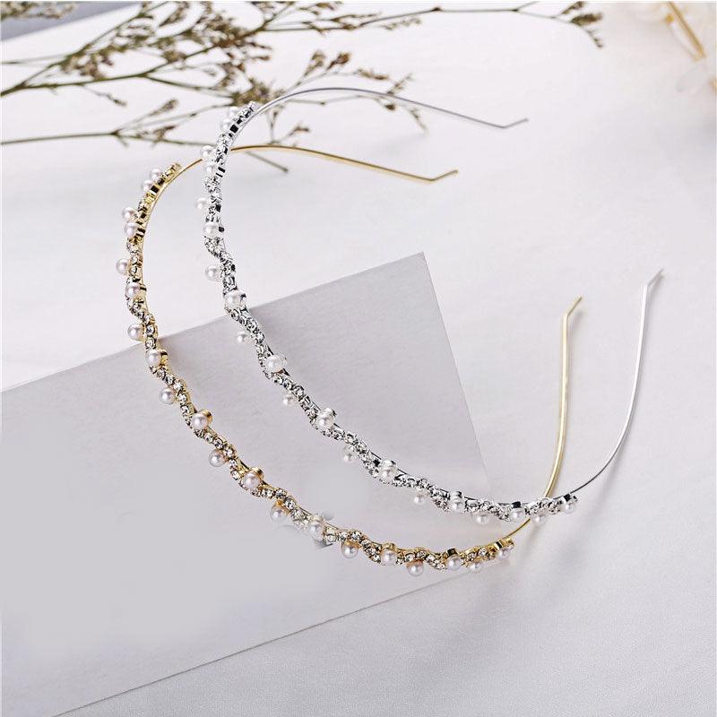 1 serre-tête avec strass en cristal et perles, accessoires de cheveux de mariée, coiffe de beauté pour filles, couvre-chef pour femmes