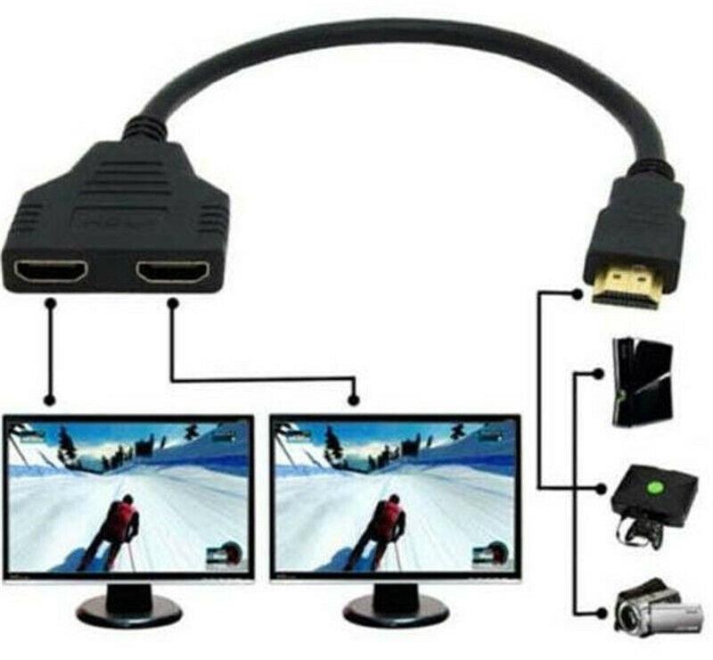 1 Câble répartiteur HDMI 1080P mâle vers double femelle, 1 entrée 2 sorties, convertisseur HDMI, câble adaptateur répartiteur HDMI pour HDTV HD LED LCD
