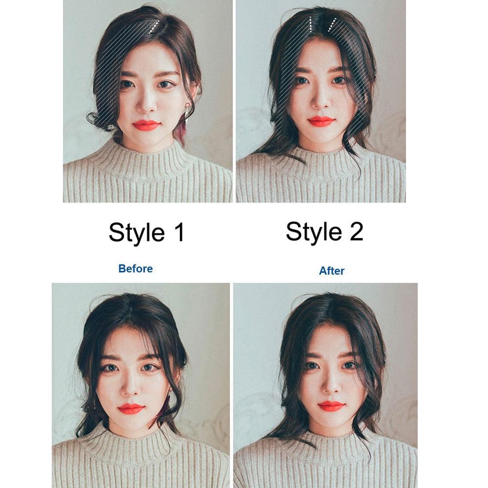 1PC Jolies Filles Faux Cheveux Frange Avant Accessoire de Coiffure Belle Mode Synthétique Cheveux Bouclés Extension Naturelle Frange Plate et Soignée avec Tempes pour Femmes Postiche à une Pièce