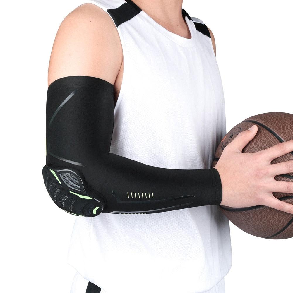 1 protège-bras de sport noir, manchons de compression, fitness, coussin de protection élastique du coude, manchons de basket-ball et de football pour la protection solaire UV en été, couvre-bras de sport pour hommes