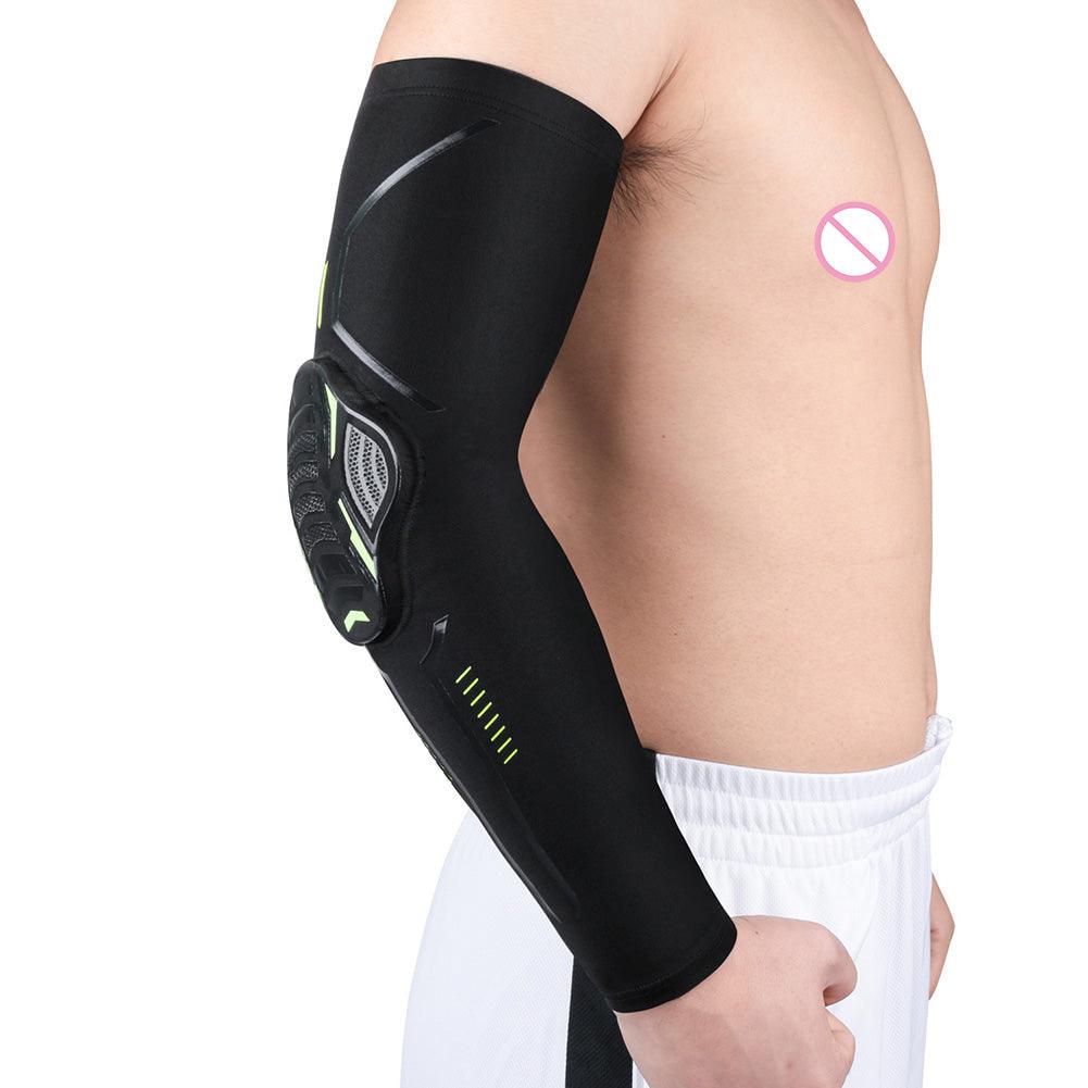 1 protège-bras de sport noir, manchons de compression, fitness, coussin de protection élastique du coude, manchons de basket-ball et de football pour la protection solaire UV en été, couvre-bras de sport pour hommes