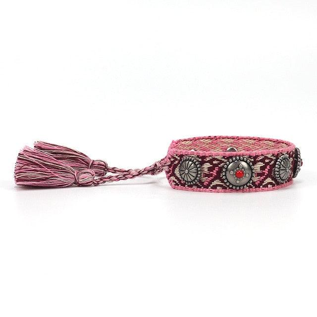 1PC Bracelet Tressé Magnifique Pour Hommes Femmes Réglable Bracelets D'Amitié Tressés Faits à la Main Bracelets Enveloppants Ethniques en Coton Bracelets Tricotés Motif Pour Femmes Filles Hommes