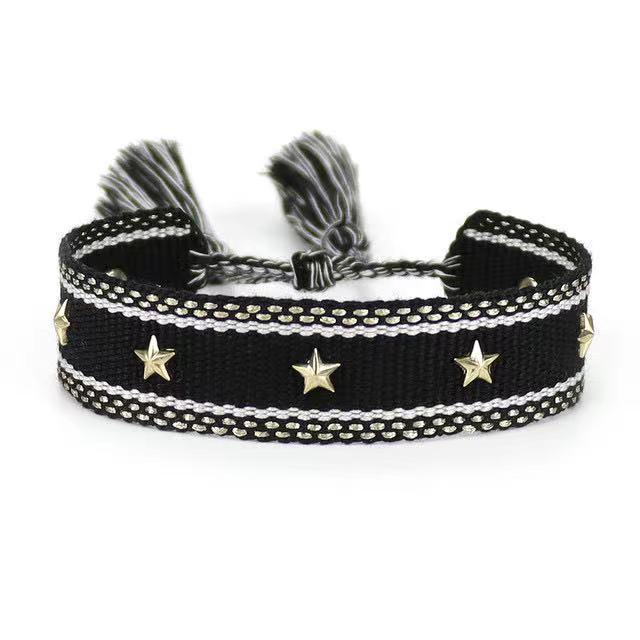 1PC Bracelet Tressé Magnifique Pour Hommes Femmes Réglable Bracelets D'Amitié Tressés Faits à la Main Bracelets Enveloppants Ethniques en Coton Bracelets Tricotés Motif Pour Femmes Filles Hommes