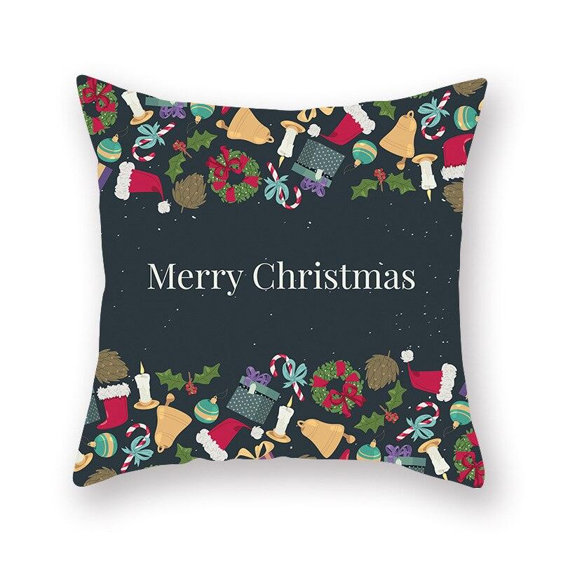 1 Housse de coussin en polyester à motif de cerf de sapin de Noël bleu Père Noël Joyeux Noël, housses de coussin décoratives, étui à oreiller arbre renne étoile pour fête, décoration de la maison, canapé décoratif, décoration de la maison, 45x45cm
