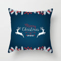1 Housse de coussin en polyester à motif de cerf de sapin de Noël bleu Père Noël Joyeux Noël, housses de coussin décoratives, étui à oreiller arbre renne étoile pour fête, décoration de la maison, canapé décoratif, décoration de la maison, 45x45cm