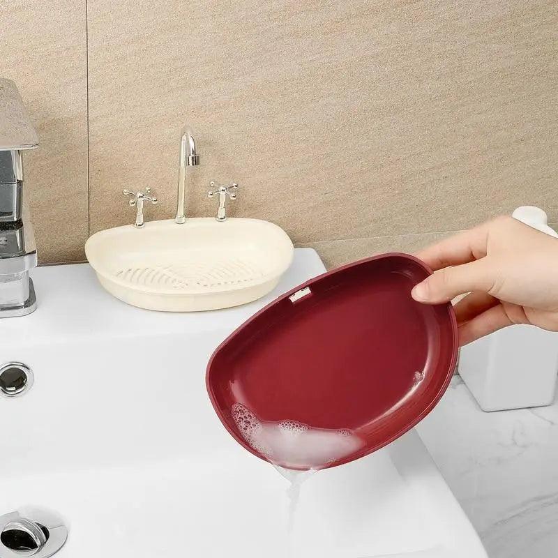 1 Pcs Porte-savon égouttoir en forme de robinet Produits de salle de bain portables Double couche 3 couleurs Boîte à savon écologique Porte-savon égouttoir Support éponge Récipient à savon avec bec verseur pour salle de bain douche évier de cuisine