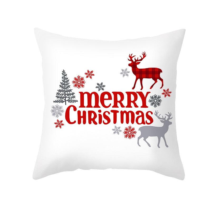 1 Housse de Coussin Décorative Noël et Nouvel An, Joyeux Noël, Housses de Coussin à Motifs Sapin, Renne, Étoile, pour Fêtes et Décoration Maison, 45x45CM