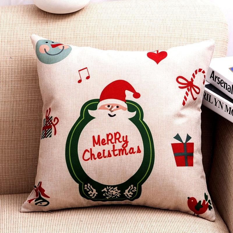 1 Housse de Coussin Décorative Noël et Nouvel An, Joyeux Noël, Housses de Coussin à Motifs Sapin, Renne, Étoile, pour Fêtes et Décoration Maison, 45x45CM