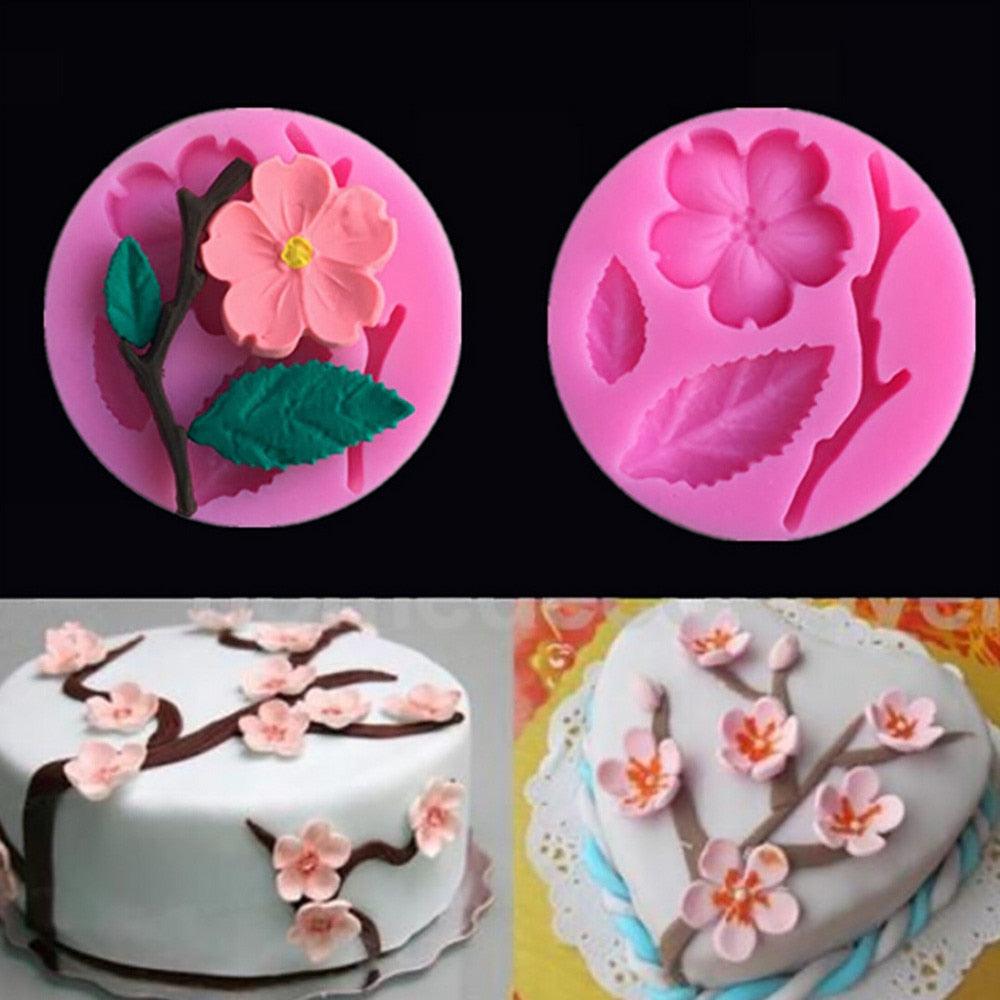 1 moule en silicone fleur en forme de fleur de pêcher, moule à fondant, pâtisserie, barre de bonbons, moule à gâteau, décoration, accessoires de cuisson cuisine, moules en silicone en forme de fleur de pêcher pour la cuisson