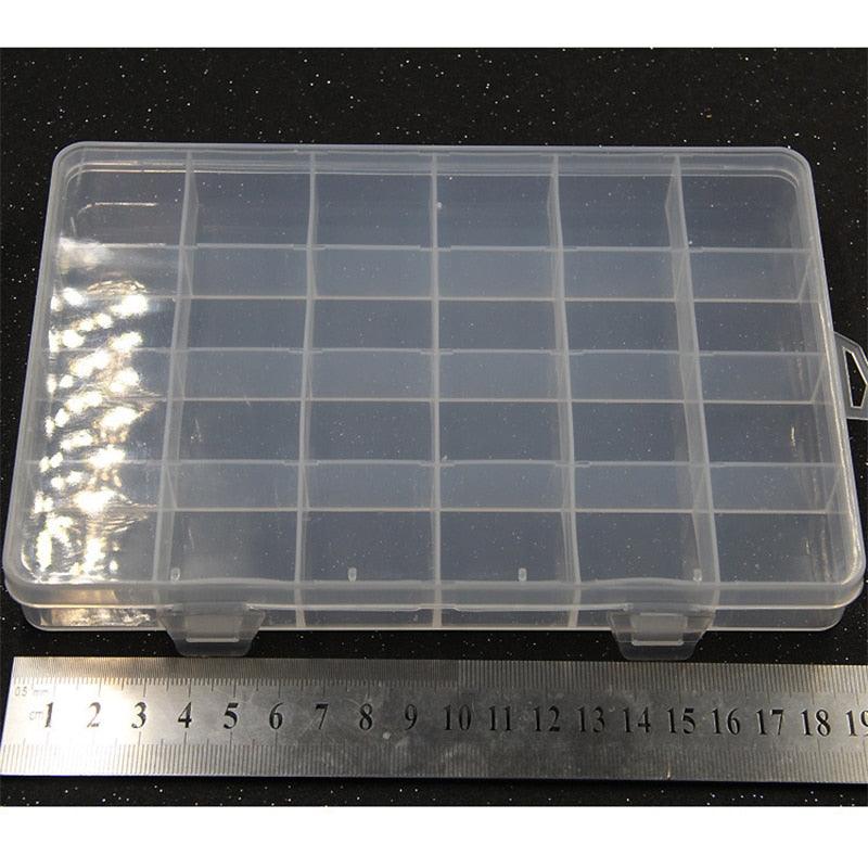 Boîte de rangement carrée en plastique transparent, 1 pièce, avec 10/24 compartiments réglables pour bijoux, perles, boucles d'oreilles, organiseur de perles en plastique pour bijoux et autres produits cosmétiques.