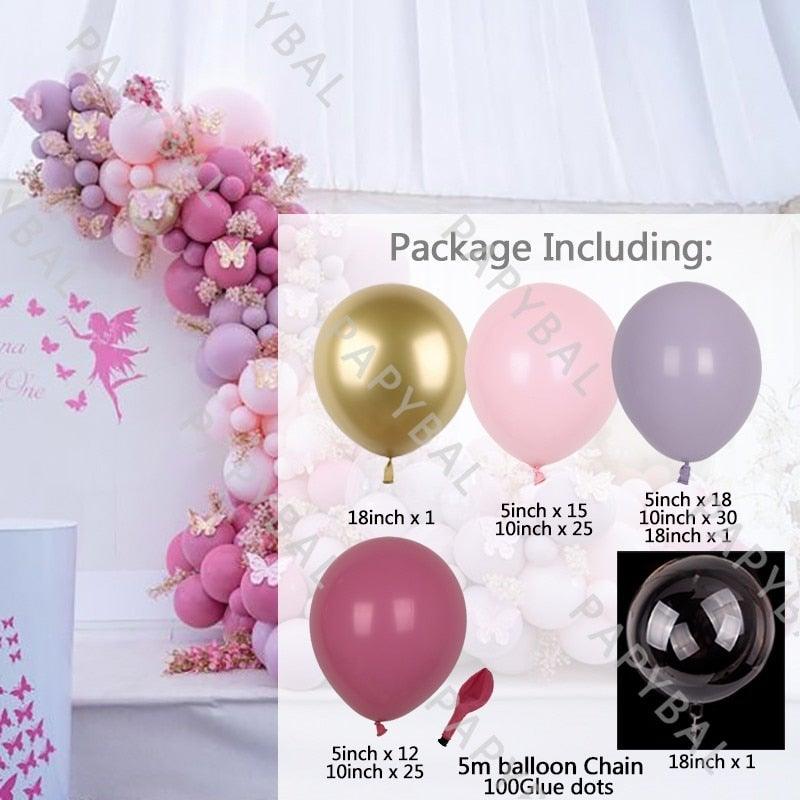 1 ensemble de ballons de luxe rose violet pour décorations de fête d'anniversaire, mariage, décorations de fête prénatale pour fille