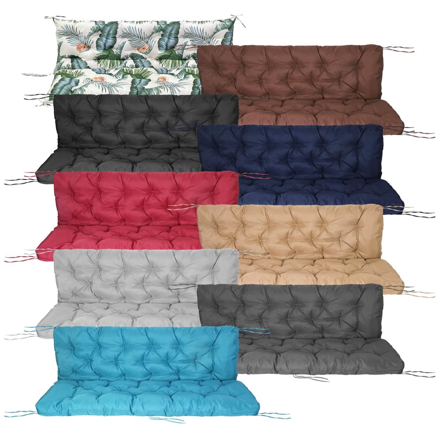 Coussin de rechange pour balancelle 2-3 places, coussin pour balancelle d'extérieur avec dossier et 8 attaches