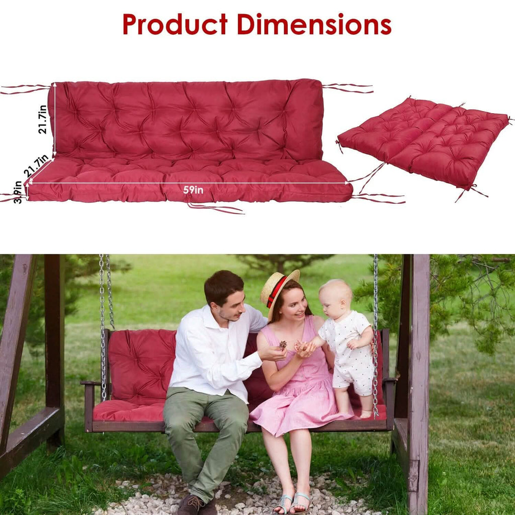 Coussin de rechange pour balancelle 2-3 places, coussin pour balancelle d'extérieur avec dossier et 8 attaches
