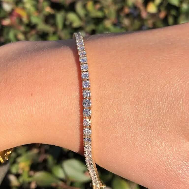 Bracelet tennis femme en or 14 carats 7" avec diamants naturels ronds 2 carats poids total