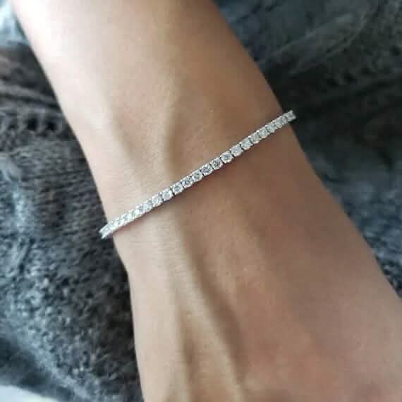 Bracelet tennis femme en or 14 carats 7" avec diamants naturels ronds 2 carats poids total
