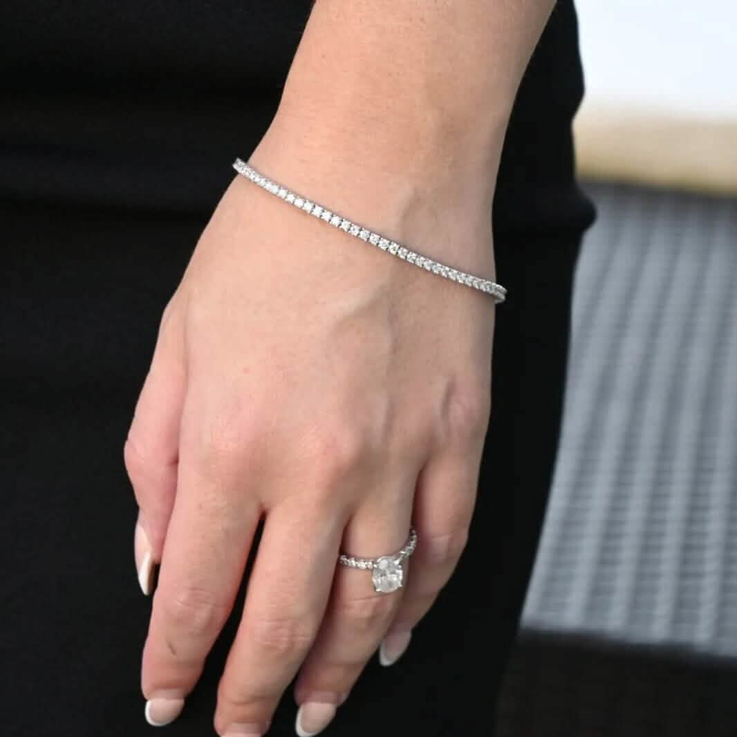 Bracelet tennis femme en or 14 carats 7" avec diamants naturels ronds 2 carats poids total